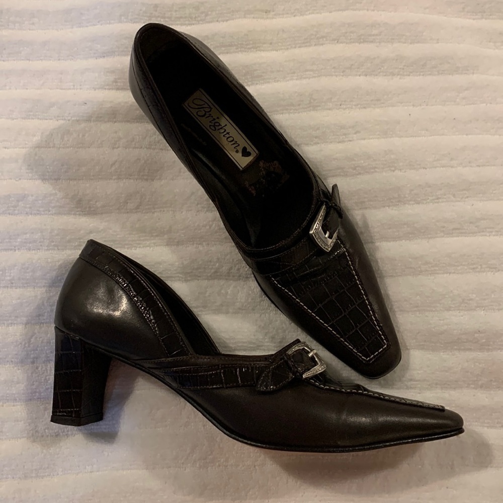 Brighton Bench Made in Brazil. Brown Leather Heels. Size 8.5Medium. EUC. Nice!  